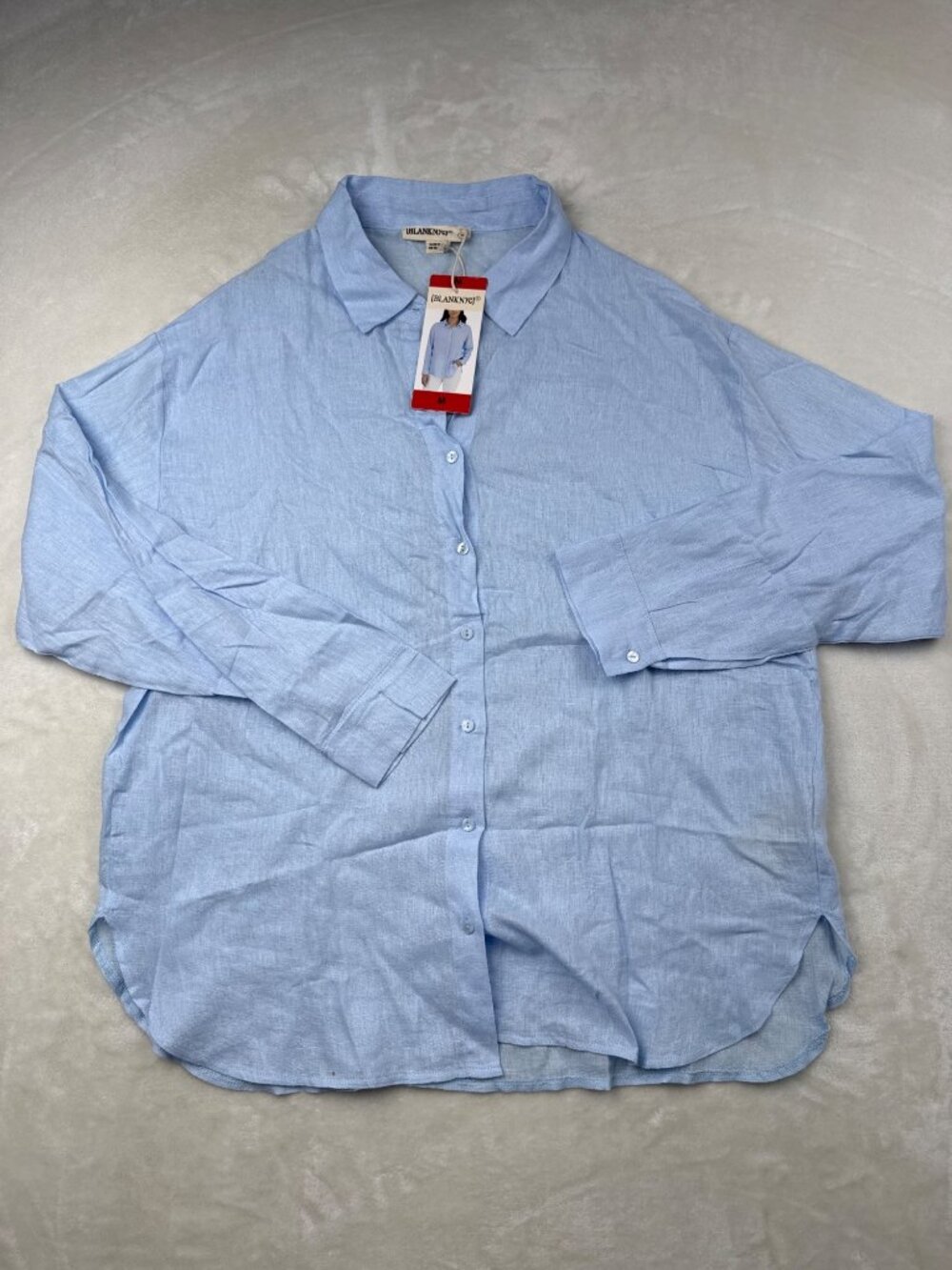 Blanknyc Womens Light Blue Linen Button-Up Shirt - Size M